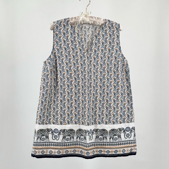J. Jill Tops - J. Jill Love Linen Women’s Sleeveless Tunic Top Floral Elephant Print Size M